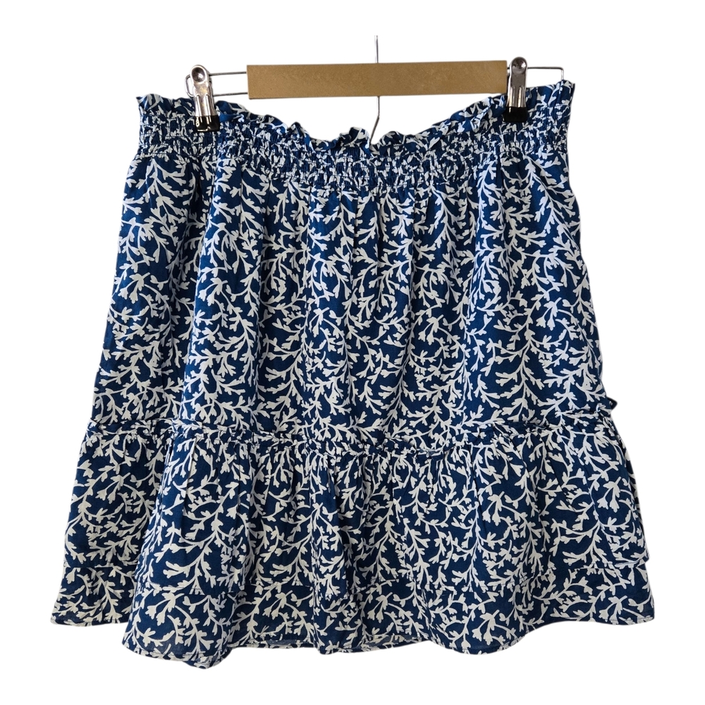 J. Crew Women's Navy/White Print Elastic Waist Ruffle Mini Skirt - Picture 7 of 10
